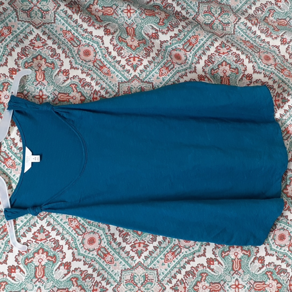 NWT Time & Tru Blue Cotton Knot Tank Top, Size S (4-6)